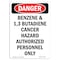 Signmission OSHA Sign, 24" H, 18" W, Aluminum, Portrait Benzene And 1 3 Butadiene Cancer Hazard, Portrait OS-DS-A-1824-V-1897 - alternate 1